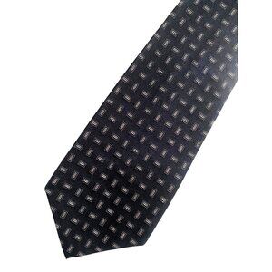 Polo By Ralph Lauren Black Geometric Pattern Tie 100% Silk Mens Handmade USA